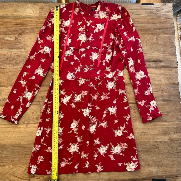 REFORMATION • Red Floral Long Sleeve Dress - Picture 8 of 10